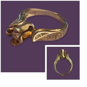 Silvertone Tulip Shaped Crystal Fairycore Ring Size 5.75